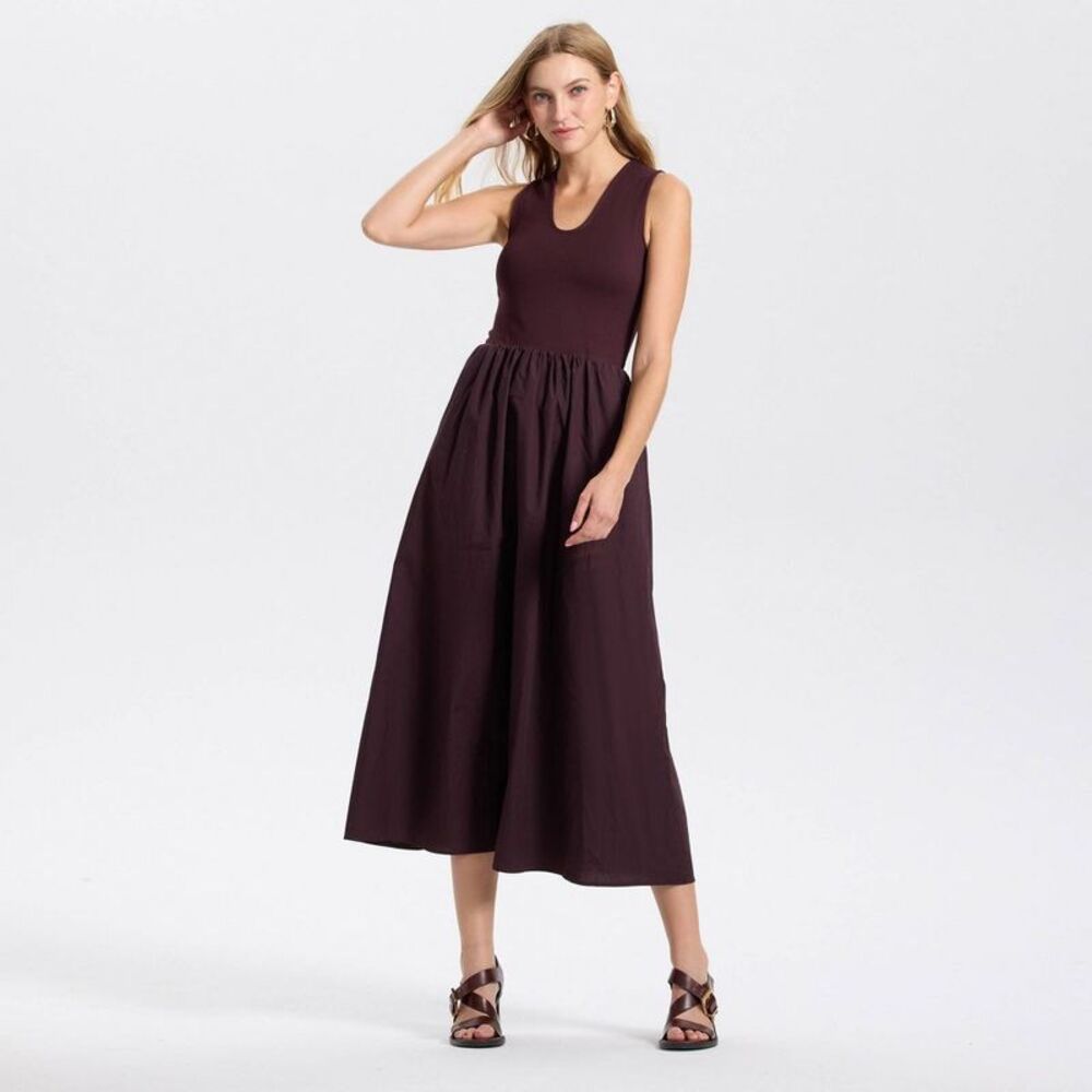 A New Day - Women's Midi A-Line Dress - A New Day Dark Purple  Purple